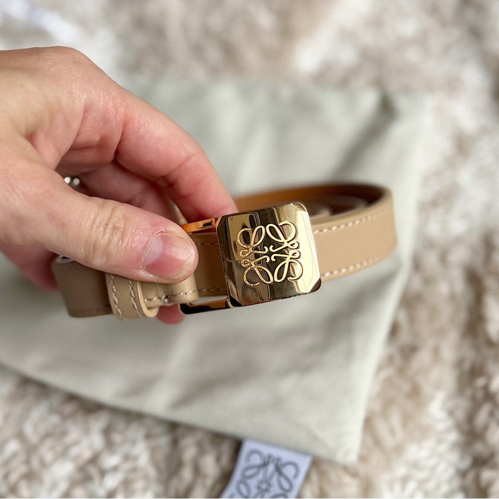 LOEWE Amazona Padlock Belt - Dark Butter/Gold size 85/34 authentic!